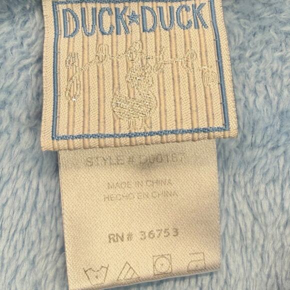 Duck Duck Blue Bear Hooded Fleece Footed Coverall Baby 6-9 Months Zip Up - Picture 2 of 7